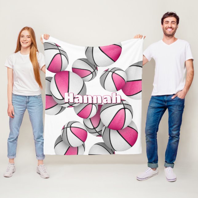 Rosa graue Basketbälle Mädchen Sportstube Dekorati Fleecedecke (Beispiel)