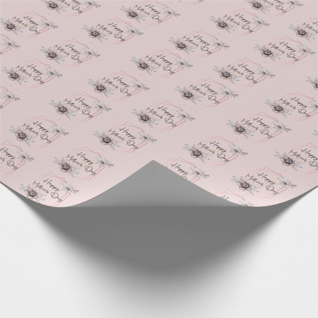  Rosa Graue Blumige Muttertag  Geschenkpapier (Ecke)