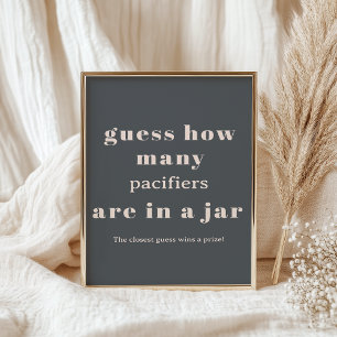 Rosa Graue Boho-Typografie Baby Shower Ratespiel Poster
