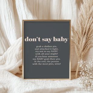 Rosa graue Boho-Typografie-Baby-Shower-Spielschild Poster