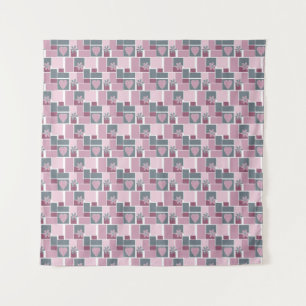 Rosa graue braune Patchworkarbeit aus quadratische Wandteppich