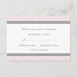 Rosa-graue Damask-UAWG RSVP Karte