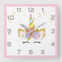 Rosa graue Einhorn-Kinderzimmer-Decke Wall Clock