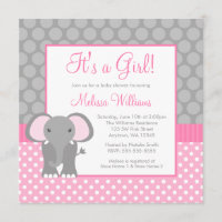 Rosa graue Elefant-Tupfen-Mädchen-Babyparty