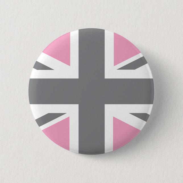 Rosa graue Flagge Gewerkschafts-Jack-Briten Button (Vorderseite)