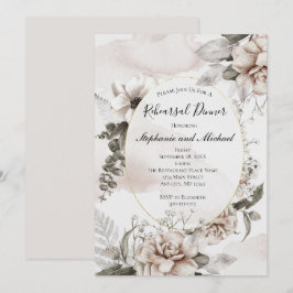 Rosa Graue florale Botanische Elegant Festliche Ho Einladung