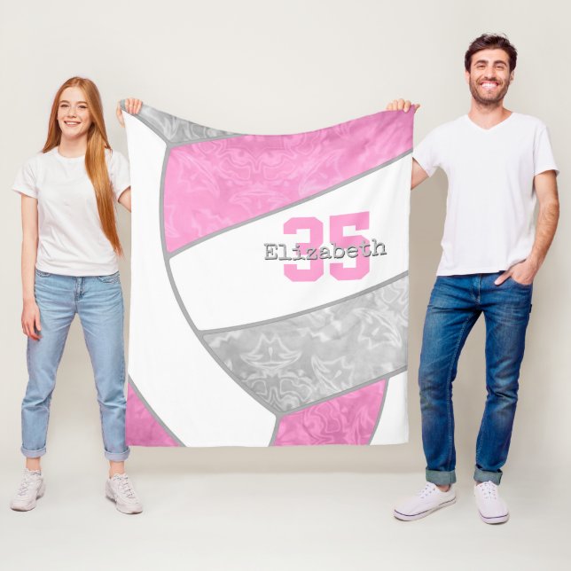 Rosa graue Girl-Volleyball w athlete individuelle  Fleecedecke (Beispiel)