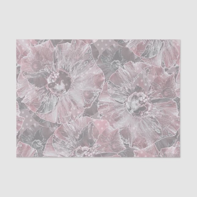 Rosa graue, große Blume Seidenpapier (Vorderseite)