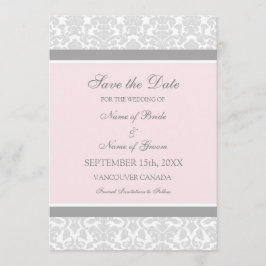 Rosa graue Hochzeit Speichern Sie die Datumskarte Save The Date