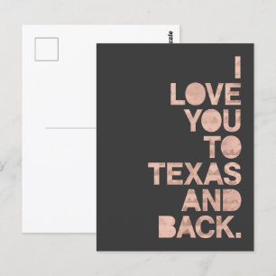 Rosa graue Liebe Sie zu Texas und zurück Postkarte