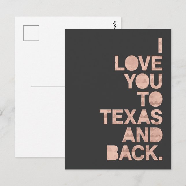 Rosa graue Liebe Sie zu Texas und zurück Postkarte (Vorne/Hinten)