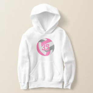rosa graue Mädchen-Jersey-Nummer Volleyball Hoodie