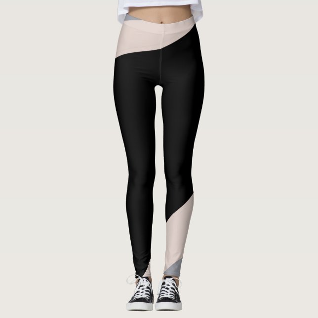 Rosa/graue/schwarze Yogapflanzen Leggings (Vorderseite)