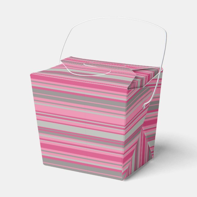 Rosa graue Streifen Geschenkschachtel (Vorderseite)