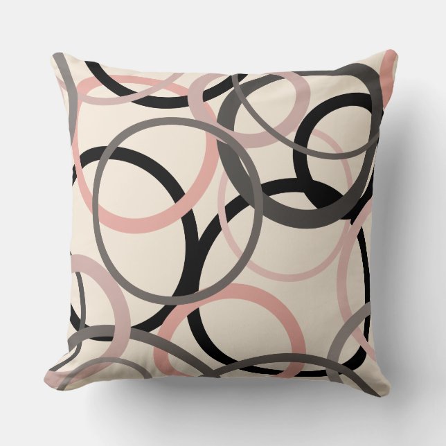 rosa, graue und schwarze Kreise Kissen (Vorderseite)