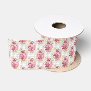 Rosa graue Vintage Blüte 3-Zoll-Satin-Band Satinband