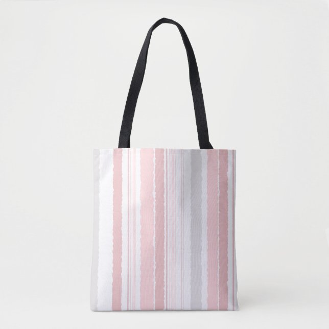 Rosa-graue Wasserfarben-Gestreifte-Tasche (Vorderseite)