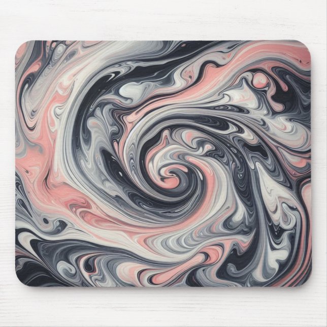 Rosa, graue, weiße, flüssige Marmormatte Mousepad (Vorne)