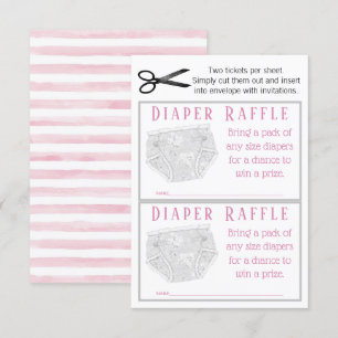 Rosa graue Windel Mädchen Windel-Raffa-Tickets Einladung