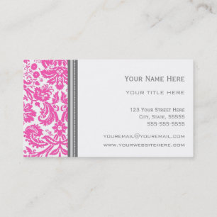 Rosa grauer Damast-BlumenVisitenkarten Visitenkarte