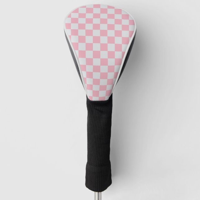 Rosa + Grauer Karo Prüfmuster Golf Headcover (Vorderseite)