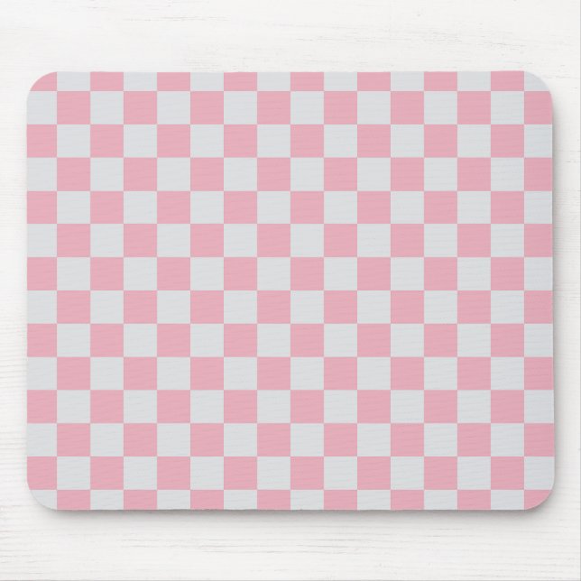 Rosa + Grauer Karo Prüfmuster Mousepad (Vorne)