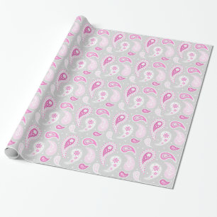 Rosa graues Paisley-Muster-Packpapier Geschenkpapier