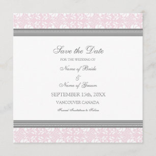 Rosa Graues Save the Date Wedding Karte
