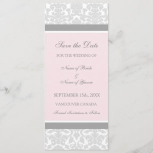 Rosa Graues Save the Date Wedding Karte