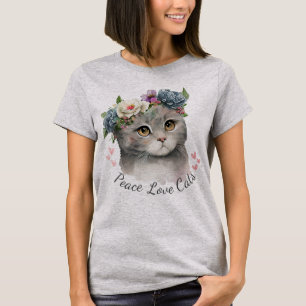 Rosa Graufarbene Liebe Katzenjacke T - Shirt für F