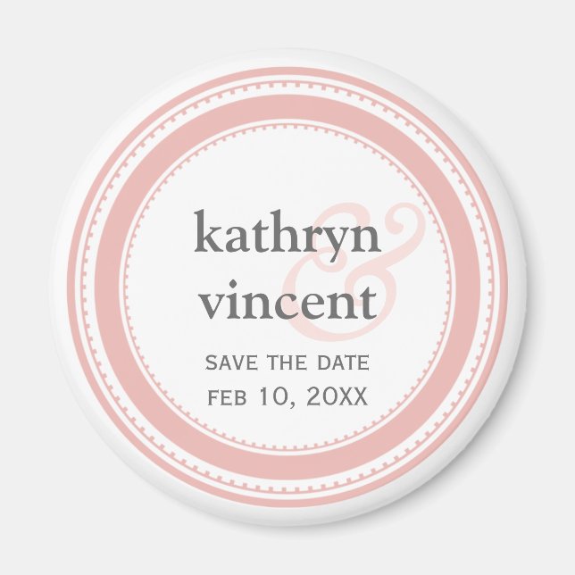 Rosa Graumedaille Ampersandkreis Save the Date Magnet (Vorne)