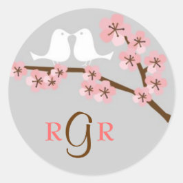 Rosa & Gray Cherry Blossom Frühjahrssonne Runder Aufkleber