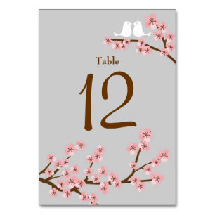 Rosa & Gray Cherry Blossom Frühjahrssonne Tischnummer