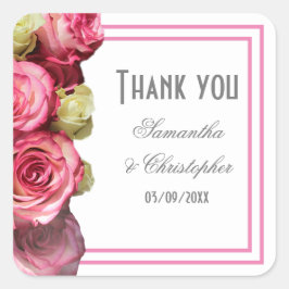 Rosa Grenz Brauthochzeit danke Quadratischer Aufkleber