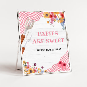 Rosa Grill-Baby-Shower-Babys sind süß Schild