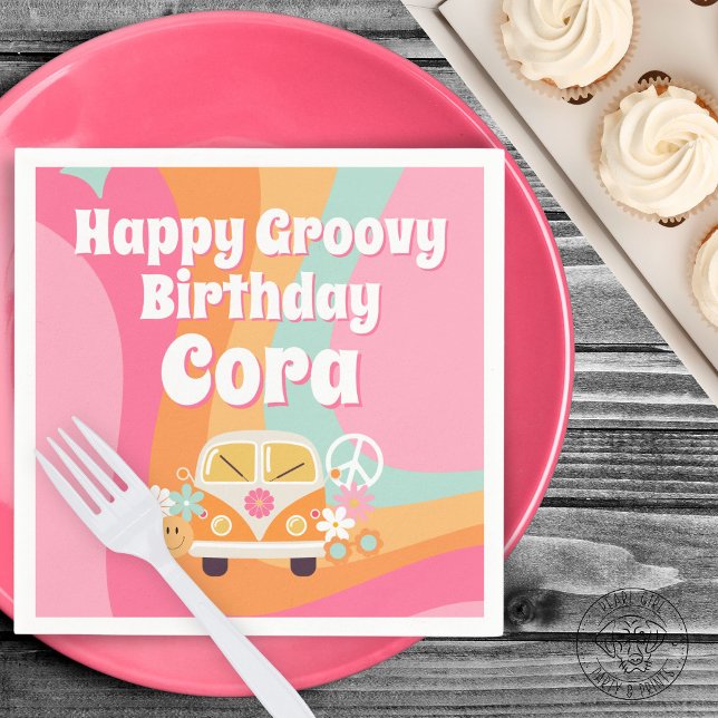Rosa Groovy Geburtstag Serviette (Von Creator hochgeladen)