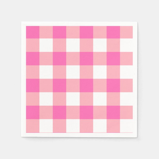 Rosa große Gingham-Karo-Kontrollkästchen Serviette (Vorderseite)