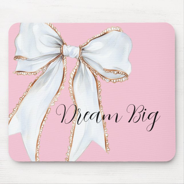 Rosa großer weißer Traum-Bogen Mousepad (Vorne)