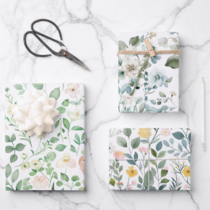 Rosa Grün Blau Floral Junggesellinnenabschied Hoch Geschenkpapier Set