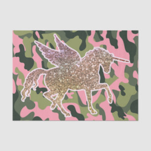 Rosa Grün Camo Tarnung & Gold Glitter Einhorn Seidenpapier