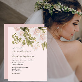 Rosa, grün, elegant Boho Style Wedding Invi Einladung