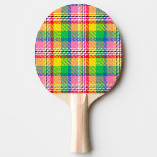 Rosa Grün Gelb Madras Karo Design  Tischtennis Schläger