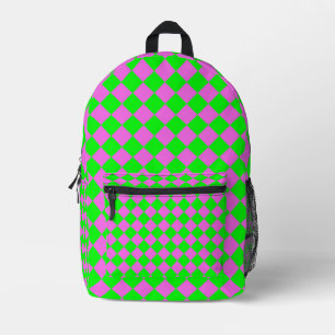 Rosa grün kariert Diamantmuster Bedruckter Rucksack