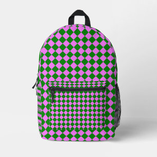 Rosa grün kariert Diamantmuster Bedruckter Rucksack