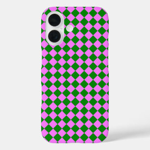 Rosa grün kariert Diamantmuster iPhone 16 Hülle