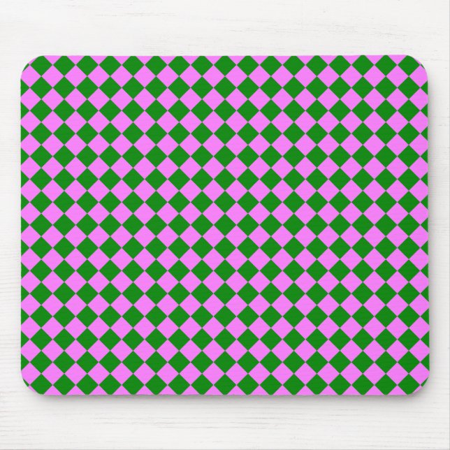 Rosa grün kariert Diamantmuster Mousepad (Vorne)