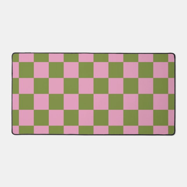 Rosa Grün kariert Gingham-Muster Schreibtischunterlage (Vorderseite)
