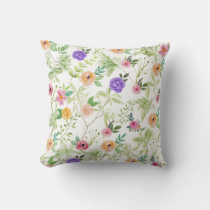 Rosa Grün Lila Blumenmuster Kissen