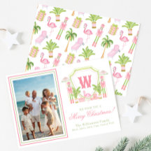 Rosa & Grün Palm Beach Nussknacker-Monogrammwappen