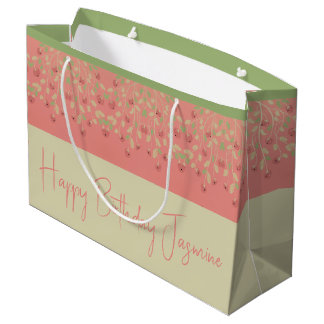 Rosa grün und Beige Große Geschenktüte